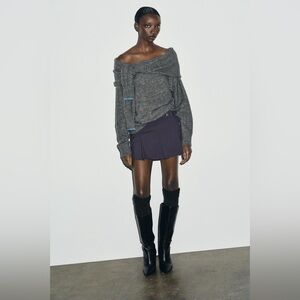 NWT Zara OFF-THE-SHOULDER KNIT SWEATER